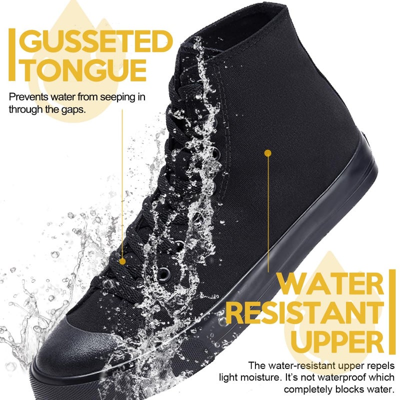 Convole Non-Slip Work Shoes for Men & Women, Unisex Oil & Water Slip-Resistant Sneakers for Food Service, Black High Top Restaurant Server Boots, Comfortable Casual Stain Resistant Chef Kitchen Shoes - Image 4