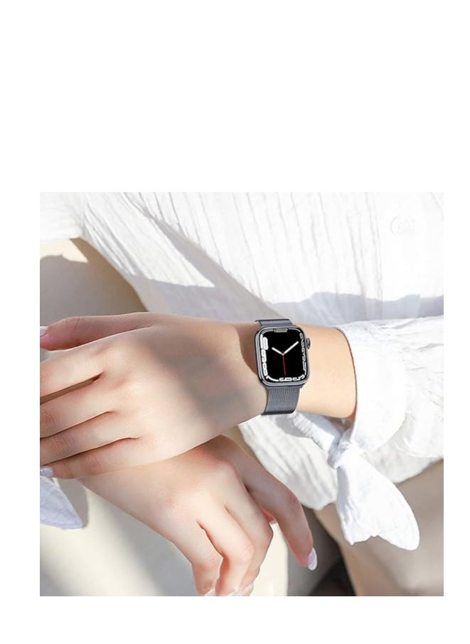 Band mesh Metal loop Replacement Strap, Magnetic Clasp Compatible with ultra smart Watch  Steel Metal Replacement Strap, one size and Compatible with apple smart watches