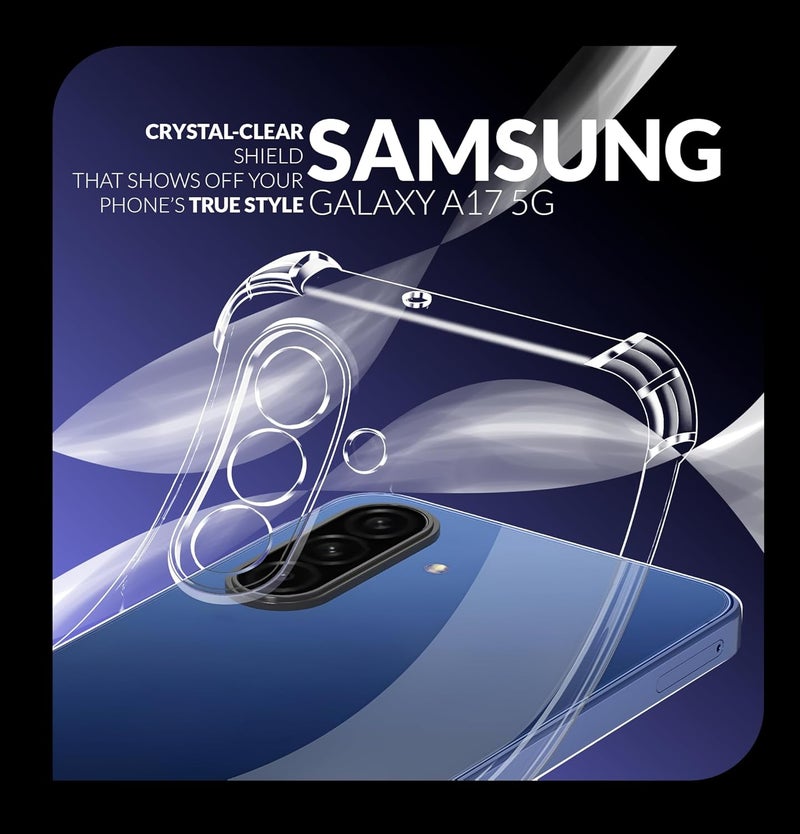 ShieldTech TPU Back Cover Case + Tempered Glass for Samsung Galaxy A17 5G | Transparent Mobile Phone Back Cover Case with Screen Protector for Samsung Galaxy A17 5G | Transparent Back Cover - Image 3