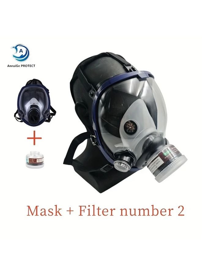 قناع تنفس كامل الوجه مع فلتر 40 ملم، نموذج القناع بحزام رأس قابل للتعديل - Image 1