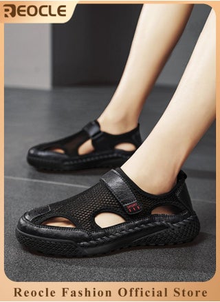 Men's Mesh Sandals Handmade Leather Slippers Casual Summer Hiking Shoes with Soft Sole Breathable Beach Sandals for Outdoor Use - pzsku/Z49D6309C4F50CABAD02EZ/45/_/1735525110/0a1651d7-b221-4fe7-8c29-d2dd9377960e