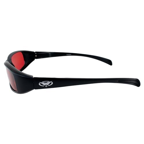 Global Vision New Attitudes Stylish Sunglasses Black Frame w/Red Lenses and Spring Hinges - Image 3
