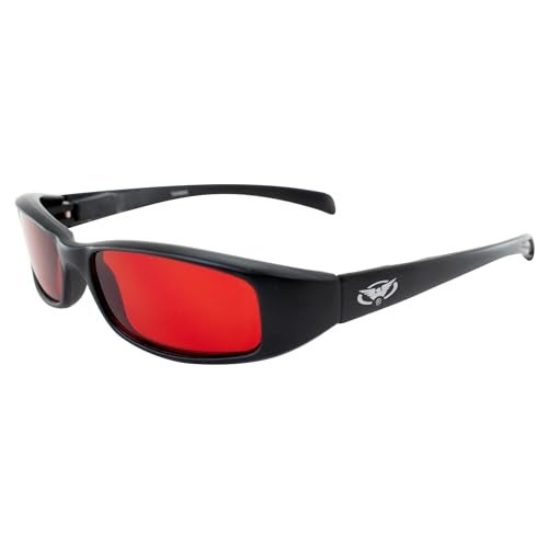 Global Vision New Attitudes Stylish Sunglasses Black Frame w/Red Lenses and Spring Hinges - Image 1