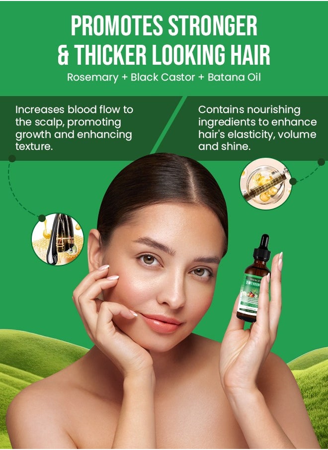 NIKITA.VIVI 3 In 1 Rosemary Oil with Black Castor Oil & Batana Oil for Hair Care Hair Conditioner Oil for Thin Hair Repair Damaged Hair Nourishes Thin Hair Scalp Skin and Loss Hair Growth Fit for All Hair Types Hair Oil  - Image 5