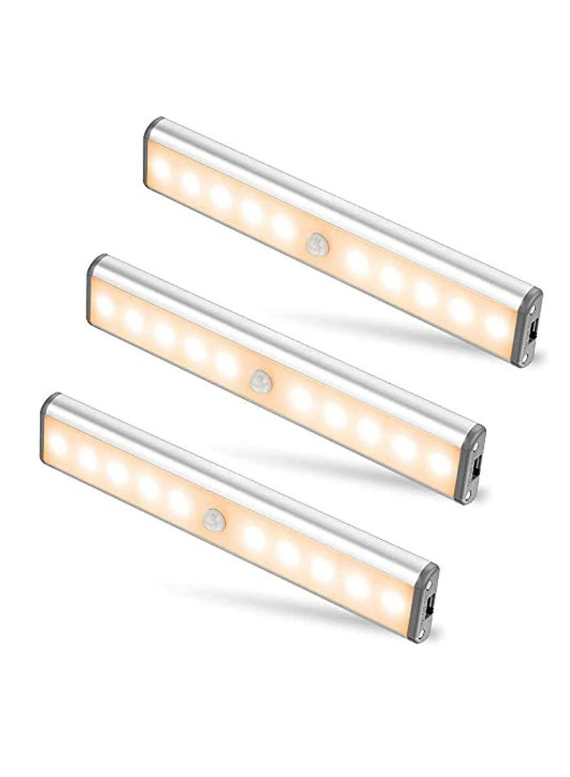 Oasisgalore 3 Pack Motion Sensor Warm Color LED Light Bar Stick-on Cabinet,Counter,Kitchen,Stairs - Image 1