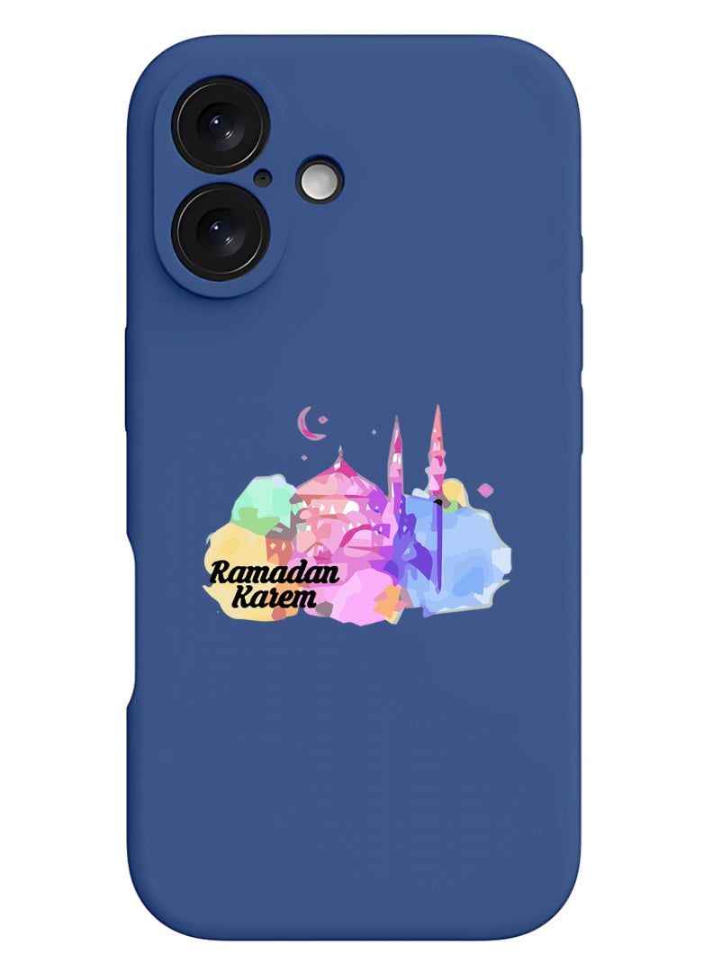 Theodor iPhone 16 Plus Blue Protective Slim Fit Case Liquid Silicone Cover with Full Body Protection Anti-Scratch Shockproof Case For iPhone - Ramadan Kareem - Image 1