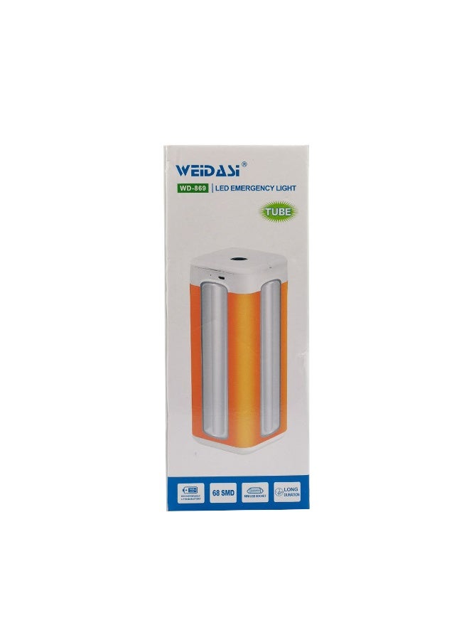 WEIDASI Rechargeable LED Emergency Light WD-869 | 3-Level Brightness | Dual Tube Lighting | Micro USB Charging | For Home, Study, Camping & Power Cuts - Image 2