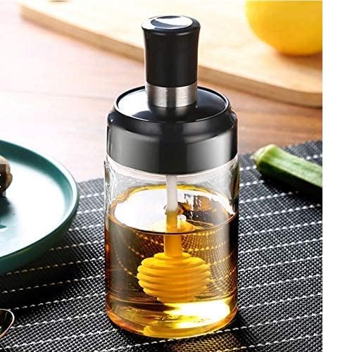 DIOXIT Borosilicate Glass Food Storage Jar Honey Storage with Dipper - 250 ml honey dispenser glass bottle with dipper stick spoon, honey storage glass container - Image 1