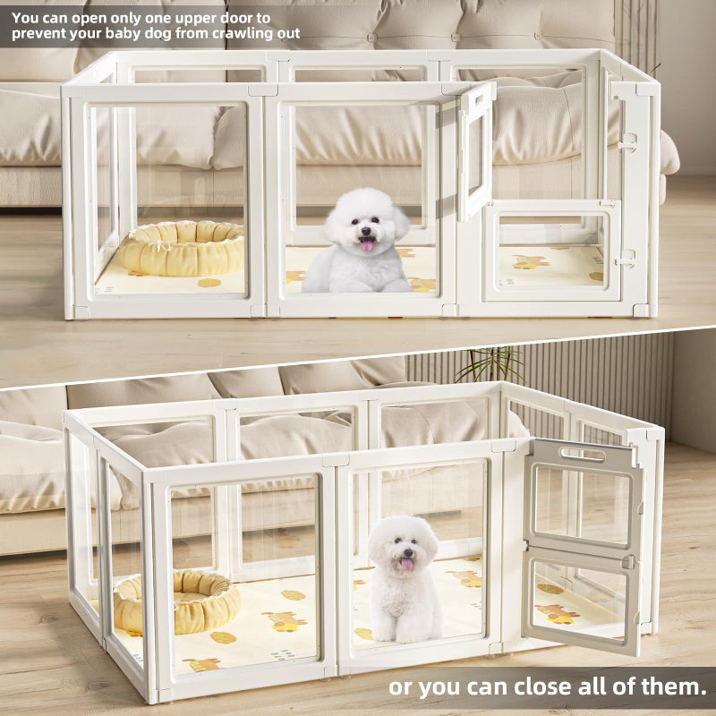 LoveTail Acrylic Dog Playpen,Clear Plastic Dog Play Pen Indoors,Easy Assemble Dog Playpen-Puppy Playpen,Rabbit and Cat, Small Pet Pen, Dog Pen Indoor (White, 23.6" H, 8PCS) - Image 3