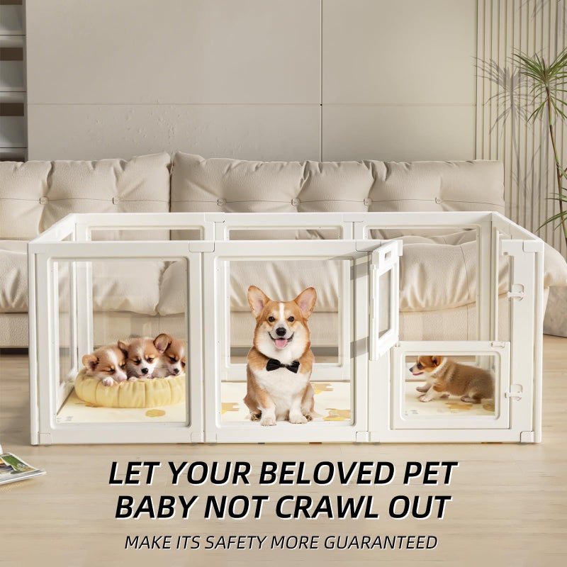 LoveTail Acrylic Dog Playpen,Clear Plastic Dog Play Pen Indoors,Easy Assemble Dog Playpen-Puppy Playpen,Rabbit and Cat, Small Pet Pen, Dog Pen Indoor (White, 23.6" H, 8PCS) - Image 2