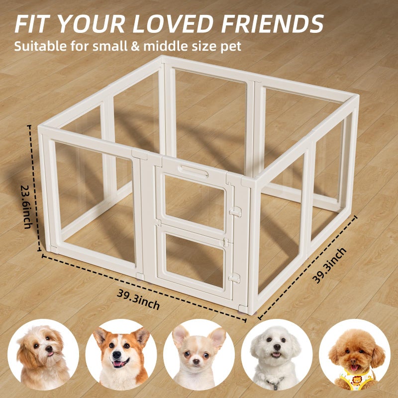LoveTail Acrylic Dog Playpen,Clear Plastic Dog Play Pen Indoors,Easy Assemble Dog Playpen-Puppy Playpen,Rabbit and Cat, Small Pet Pen, Dog Pen Indoor (White, 23.6" H, 8PCS) - Image 5