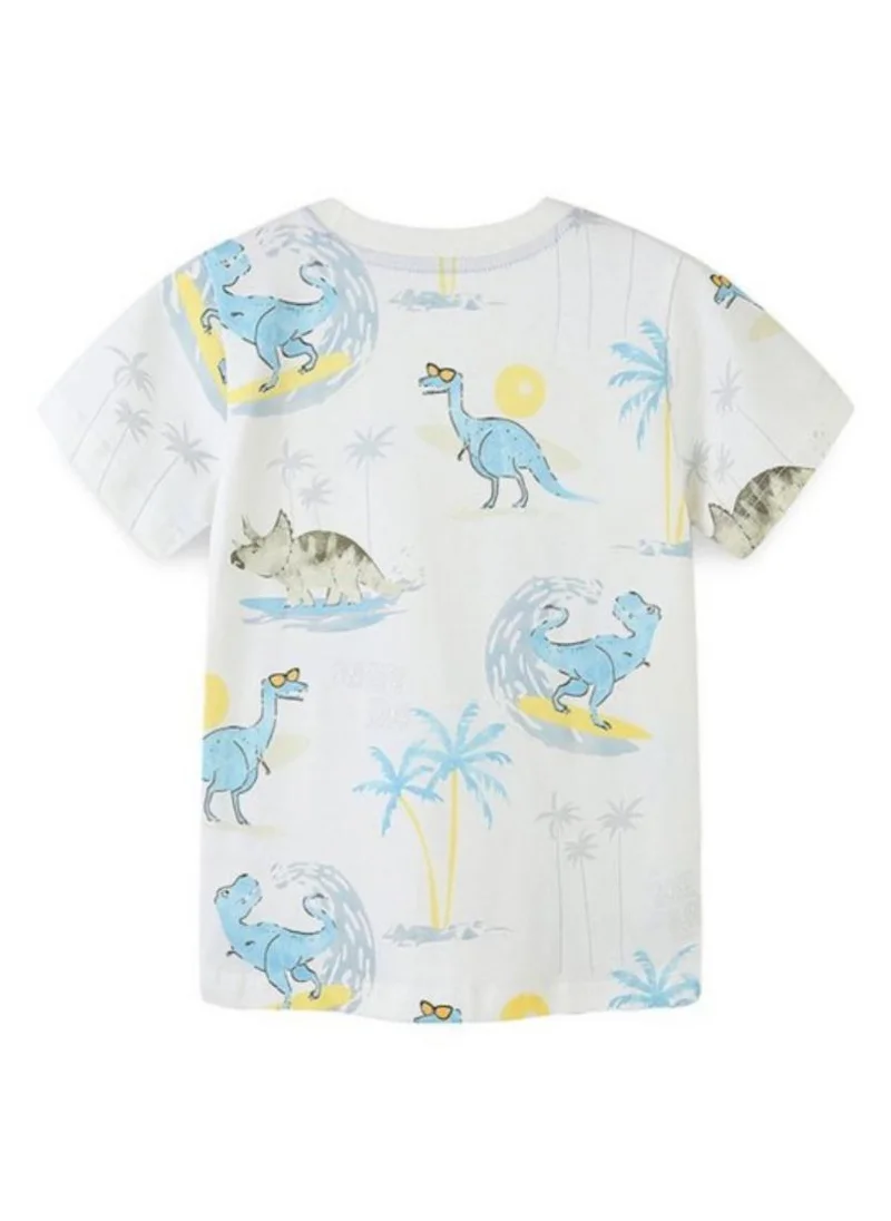 يونيكي White Conversational print Printed Round Neck Cotton T-shirt