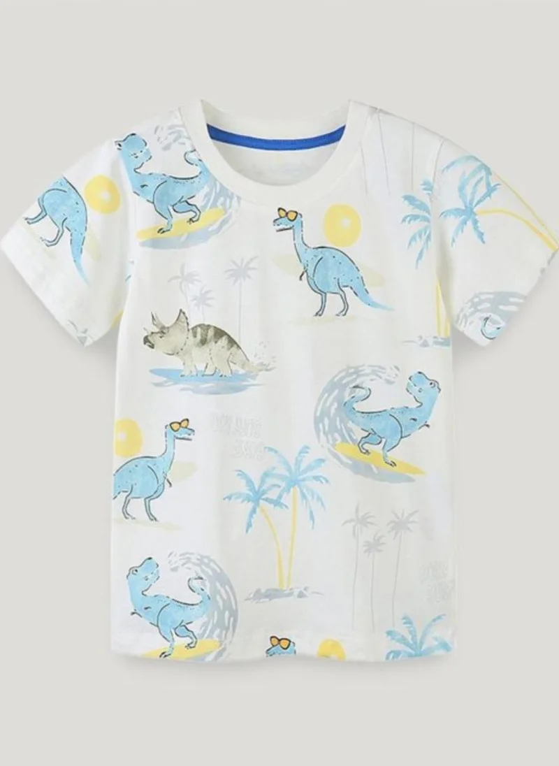يونيكي White Conversational print Printed Round Neck Cotton T-shirt