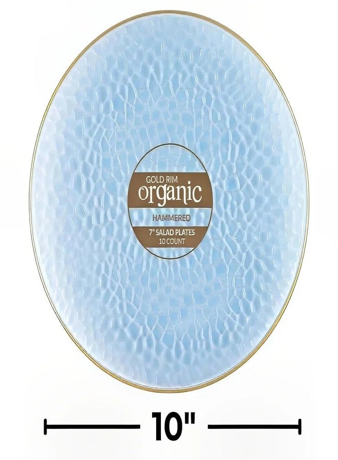Blue Sky Organic Hammered Blue Gold Rim Plates - 10 Count, 10" | Round Disposable Plastic, Elegant Design for Parties & Events - Image 5