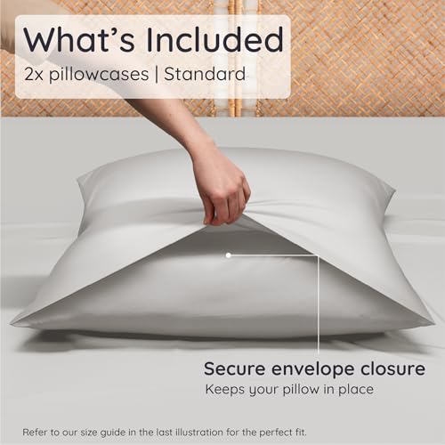 Bambaw 100 Viscose Derived from Bamboo Pillowcases Standard Size Set of 2 Cooling Pillow Cases Standard Size Super Soft Pillow Cases with Envelope Closure Anti Acne Pillow Case Moonlight Gray - Image 3