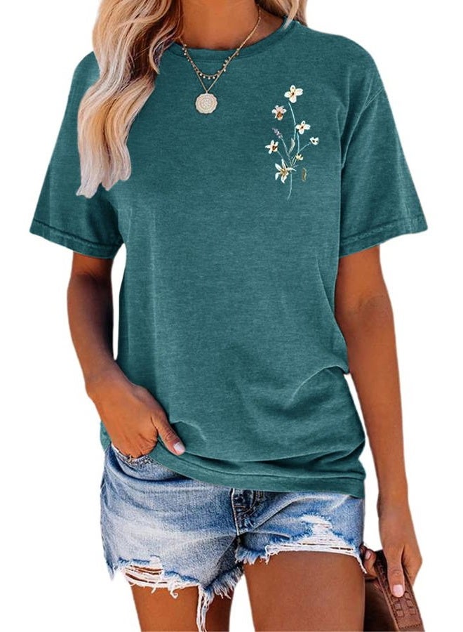 GEMLON Pine Tree Tshirt Women Graphic Hiking Camping Retro Tee Casual Short Sleeve Summer Crewneck Top - Image 1