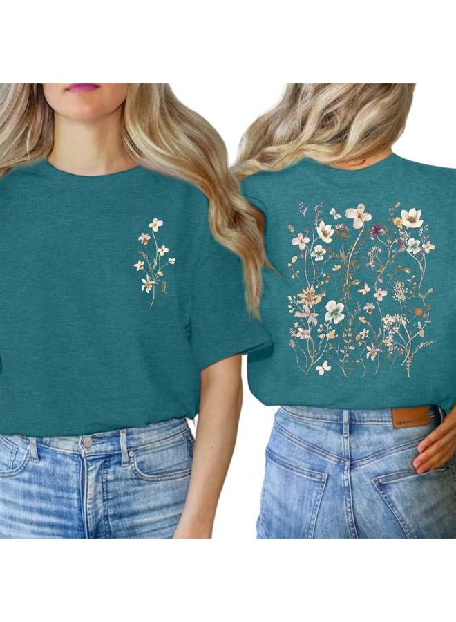 GEMLON Pine Tree Tshirt Women Graphic Hiking Camping Retro Tee Casual Short Sleeve Summer Crewneck Top - Image 5