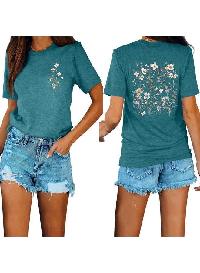 GEMLON Pine Tree Tshirt Women Graphic Hiking Camping Retro Tee Casual Short Sleeve Summer Crewneck Top - Image 4