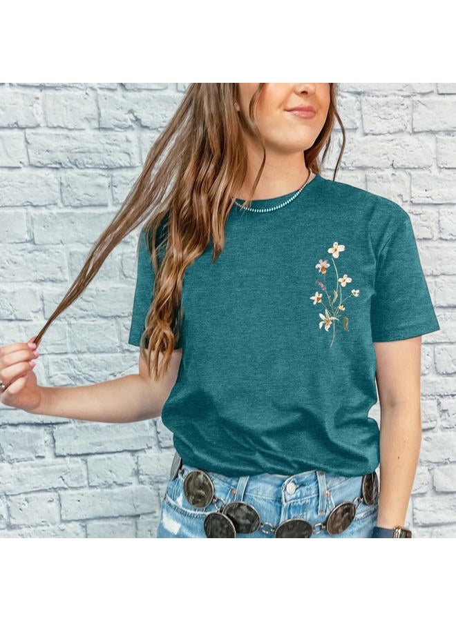 GEMLON Pine Tree Tshirt Women Graphic Hiking Camping Retro Tee Casual Short Sleeve Summer Crewneck Top - Image 3