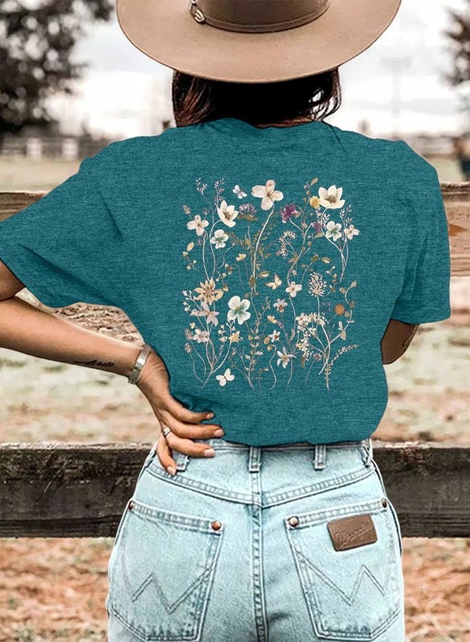 GEMLON Pine Tree Tshirt Women Graphic Hiking Camping Retro Tee Casual Short Sleeve Summer Crewneck Top - Image 2