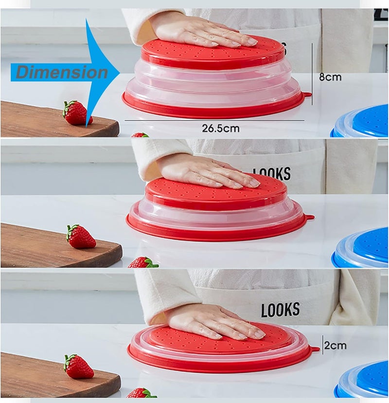 Vishui Upgraded Collapsible Microwave Lid, Vented Microwave Splatter Cover, 10.5 inches Plate Cover with Hook Hole, Vegetable Fruit Colander Multi-function Kitchen Gadget, BPA Free, Dishwasher Safe - Image 4