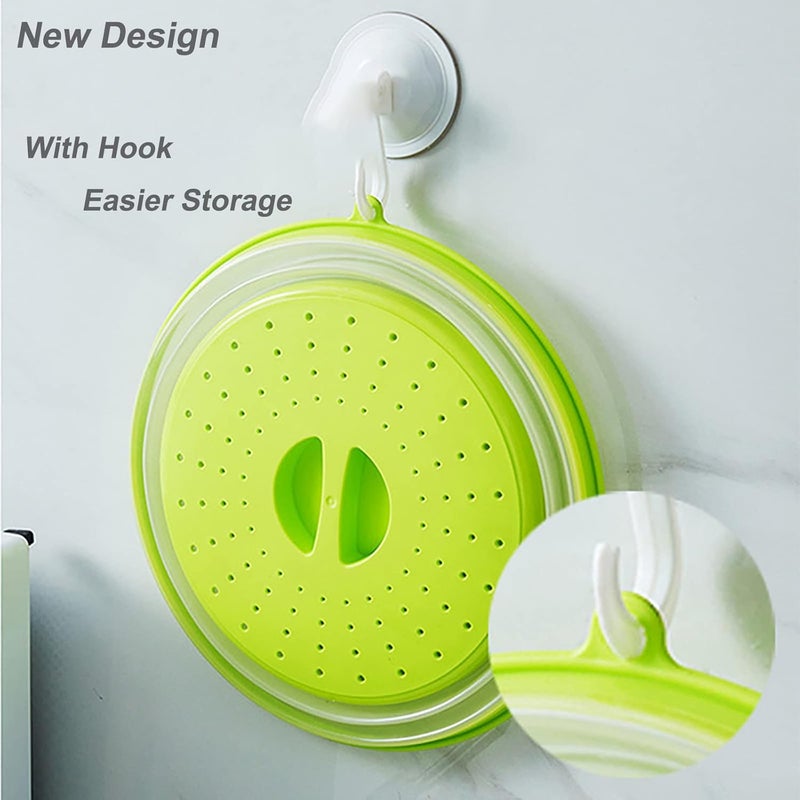 Vishui Upgraded Collapsible Microwave Lid, Vented Microwave Splatter Cover, 10.5 inches Plate Cover with Hook Hole, Vegetable Fruit Colander Multi-function Kitchen Gadget, BPA Free, Dishwasher Safe - Image 3