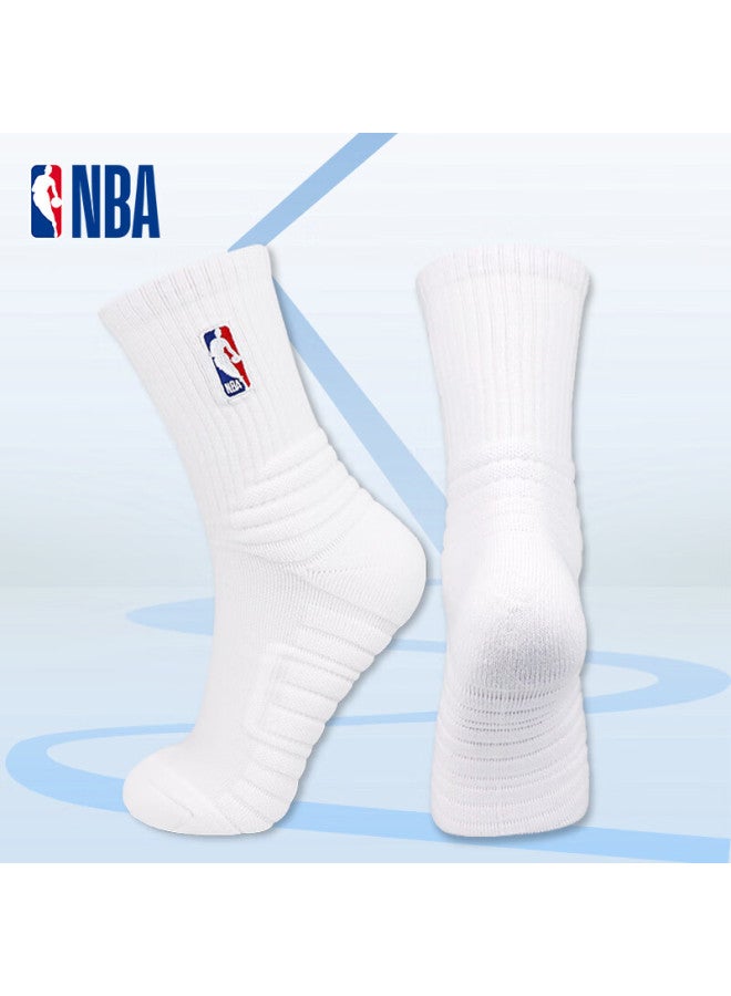 Nba Basketball Sports Socks For Men, Cotton Socks With Thick Terry Bottom, High-top Elite Socks, 3 Pairs - Image 1