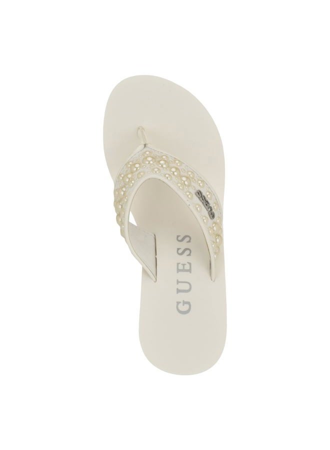 GUESS Women's SILUS Wedge Sandal White 140 8, 38.5 EU - Image 2
