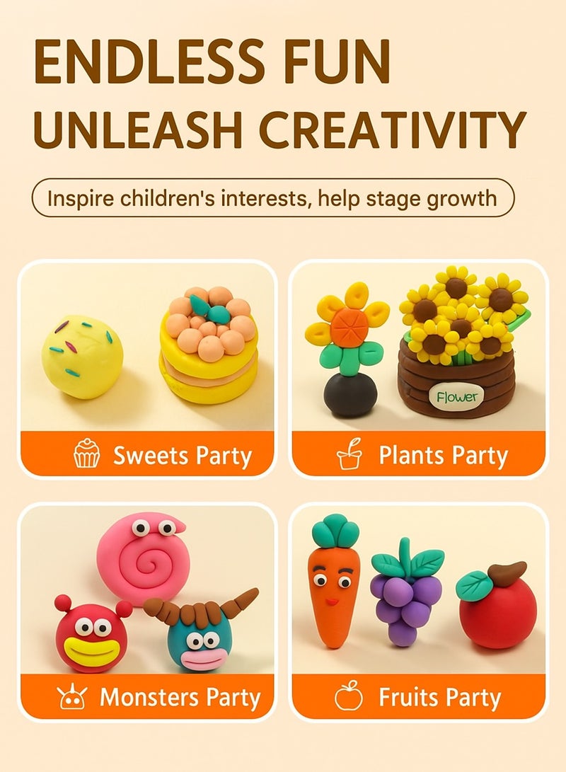 مجموعة صلصال فوم يجف بالهواء 36 لون للأطفال (Capybara) – صلصال بتصميم حيوان لطيف مع حقيبة حمل، ملصقات وأدوات تشكيل، لعبة فنية غير سامة للأطفال +3 سنوات - Image 4