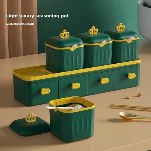 Dec Kitchenpro Lux Kitchen Storage Set Rectangular Seasoning Box 8x8x15cm Green And Yellow 1 Set - Image 2