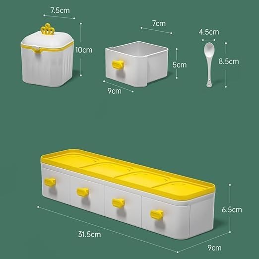 Dec Kitchenpro Lux Kitchen Storage Set Rectangular Seasoning Box 8x8x15cm Green And Yellow 1 Set - Image 5