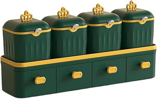 Dec Kitchenpro Lux Kitchen Storage Set Rectangular Seasoning Box 8x8x15cm Green And Yellow 1 Set - Image 1