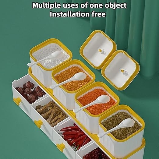 Dec Kitchenpro Lux Kitchen Storage Set Rectangular Seasoning Box 8x8x15cm Green And Yellow 1 Set - Image 4