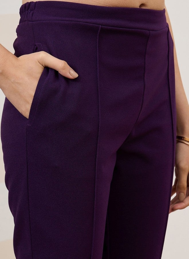Athena Purple Sleeveless Blazer and Trousers Set for Women - Image 3