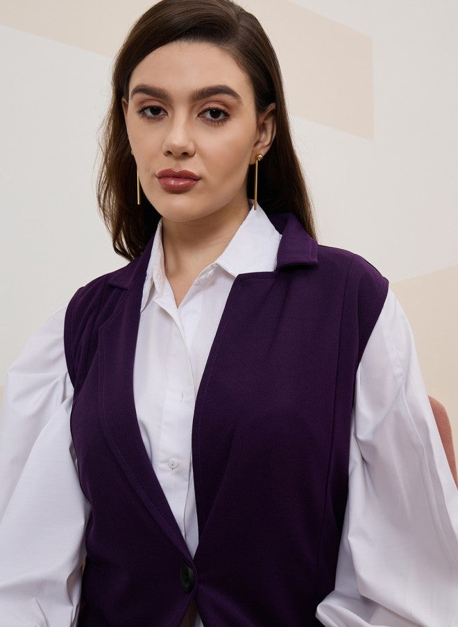Athena Purple Sleeveless Blazer and Trousers Set for Women - Image 2