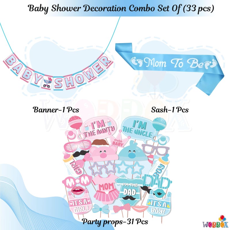 WOBBOX Wobbox Baby Shower Decoration Items| Baby Shower Ceremony Photo Booth Props for Photoshoot, Baby Shower Banner& Mom to Be Sash, Godh Bharai Ceremony Decoration Kit-(FP4742)  - Image 2