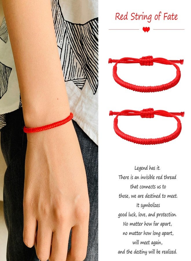 YIHOON Red String Bracelet for Women Men,Handmade Lucky Protection Matching Bracelets Adjustable Kabbalah Evil Eye Tibetan Bracelet with Talisman, Christian Gifts for Friend Couple (red string8) - Image 2