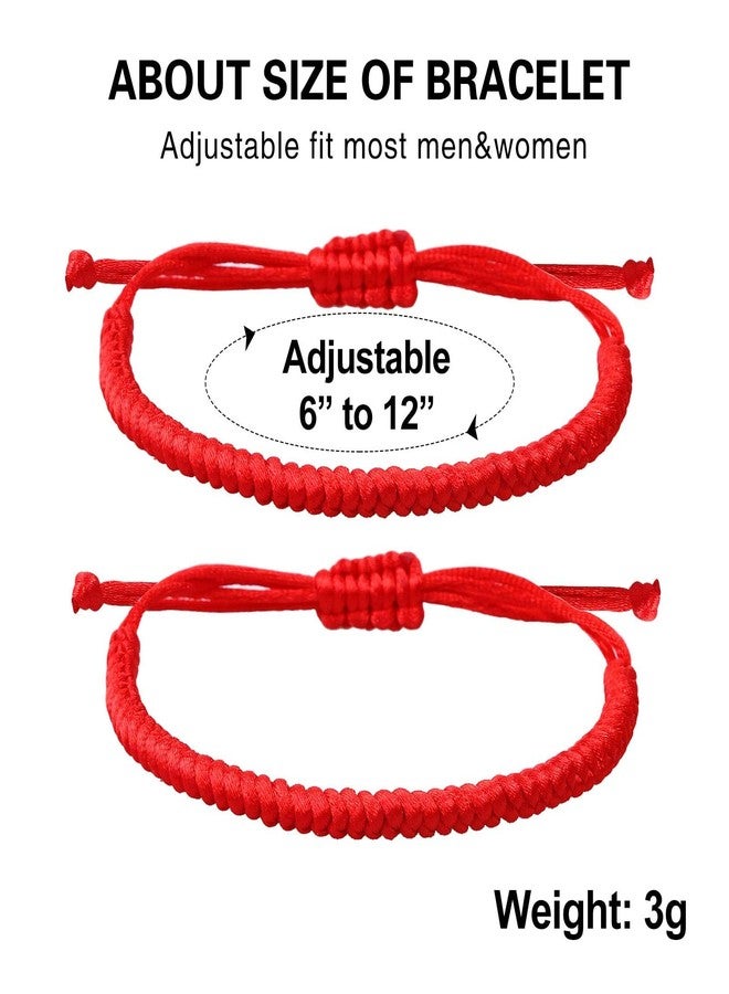 YIHOON Red String Bracelet for Women Men,Handmade Lucky Protection Matching Bracelets Adjustable Kabbalah Evil Eye Tibetan Bracelet with Talisman, Christian Gifts for Friend Couple (red string8) - Image 3
