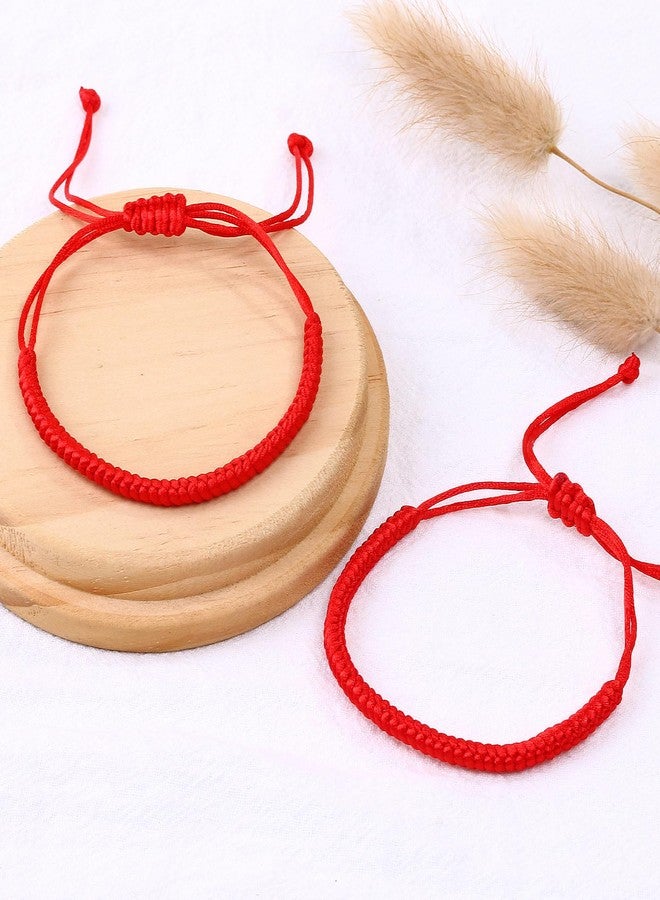 YIHOON Red String Bracelet for Women Men,Handmade Lucky Protection Matching Bracelets Adjustable Kabbalah Evil Eye Tibetan Bracelet with Talisman, Christian Gifts for Friend Couple (red string8) - Image 4