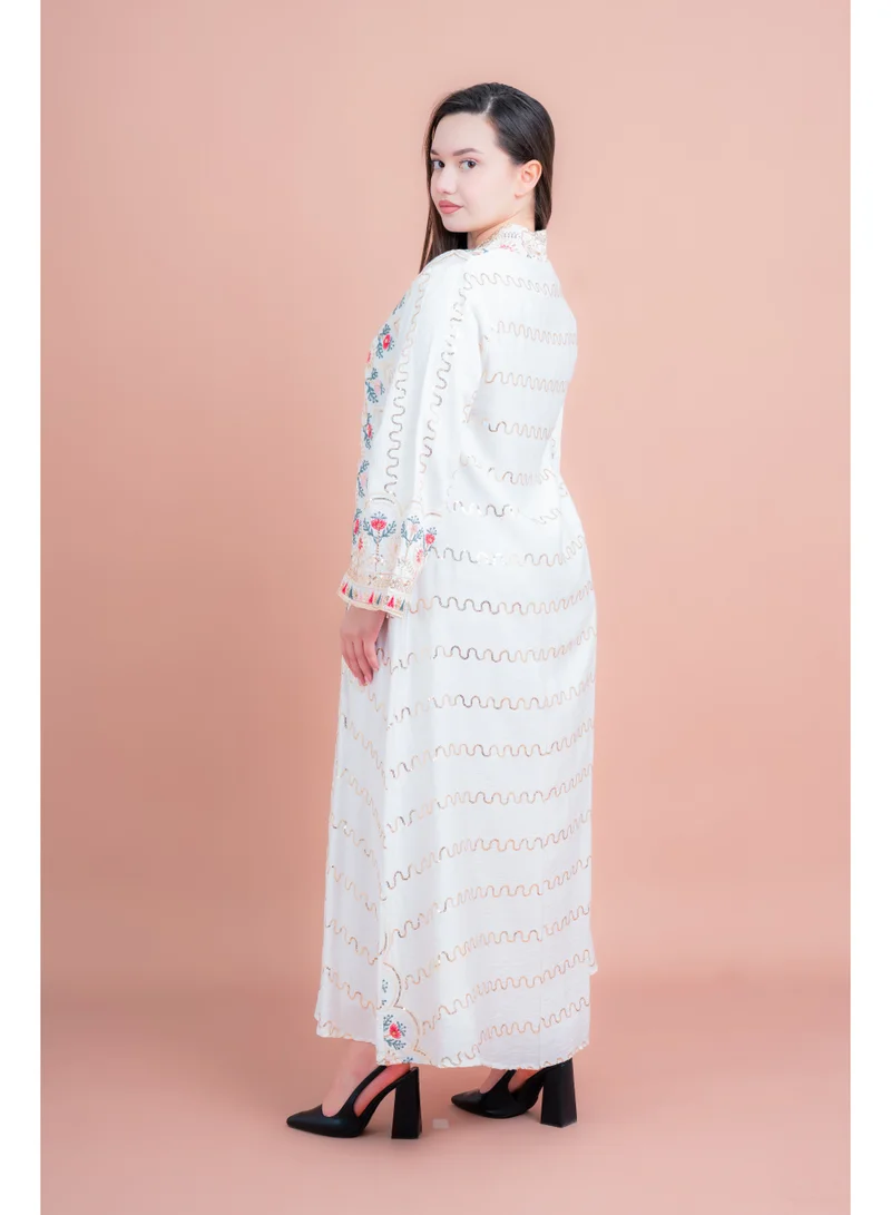 IKKXA Embroidered Modern Jalabiya IK4014 White