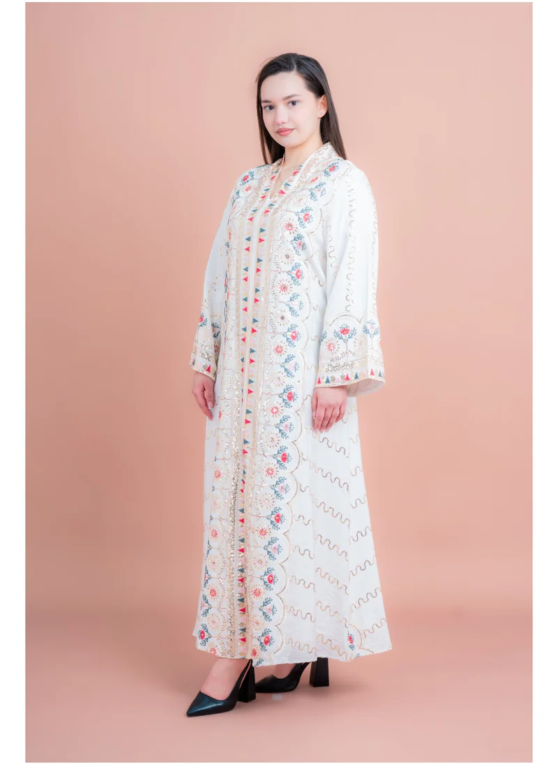 IKKXA Embroidered Modern Jalabiya IK4014 White