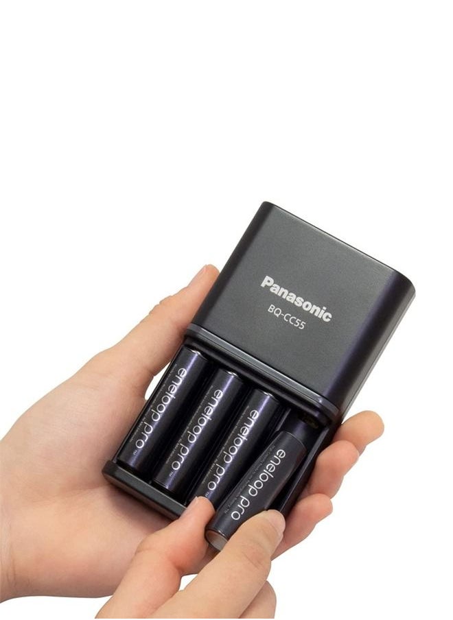 Panasonic - Eneloop Quick 4 AA Battery Charger with Pack of 4 AA and Pack of 4 AAA Batteries - Image 1