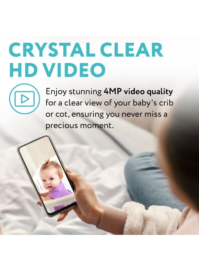XiuWoo Smart WiFi Baby Monitor with Camera and Night Vision 4mp HD Video, Temperature Display, Sound & Motion Alerts, 2-Way Talk, Compatible with iOS & Android,Pink - Image 2