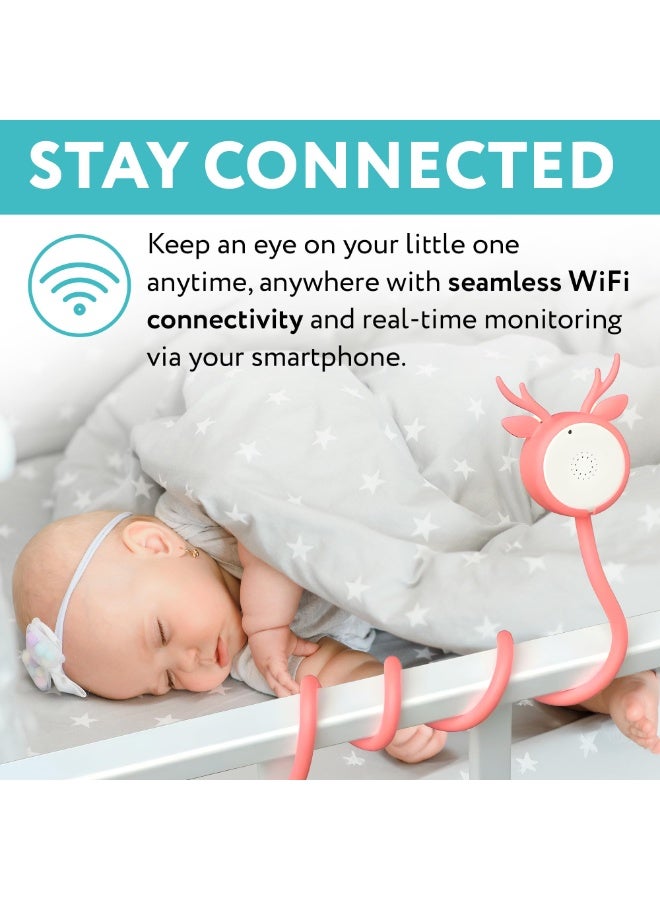 XiuWoo Smart WiFi Baby Monitor with Camera and Night Vision 4mp HD Video, Temperature Display, Sound & Motion Alerts, 2-Way Talk, Compatible with iOS & Android,Pink - Image 4