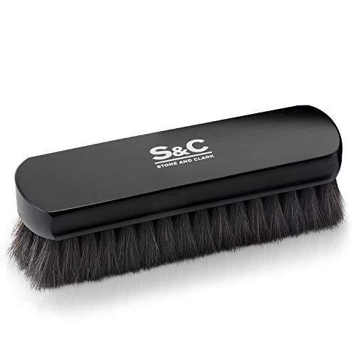 Stone and Clark Premium Horsehair Shoe Polish Brush – Handcrafted Beechwood Shoe Brush for Shine and Buffing – Luxurious Shoe Shine Brush with Soft Horsehair Bristles (Black) - Image 1