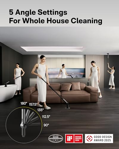 HOTO Flexi Cordless Electric Spin Scrubber Adjustable Angle Extendable Handle Smart Display IPX7 Waterproof Powerful Cleaning Scrubber with 8 Replaceable Brush Heads for Bathtub Bathroom Tile - Image 3