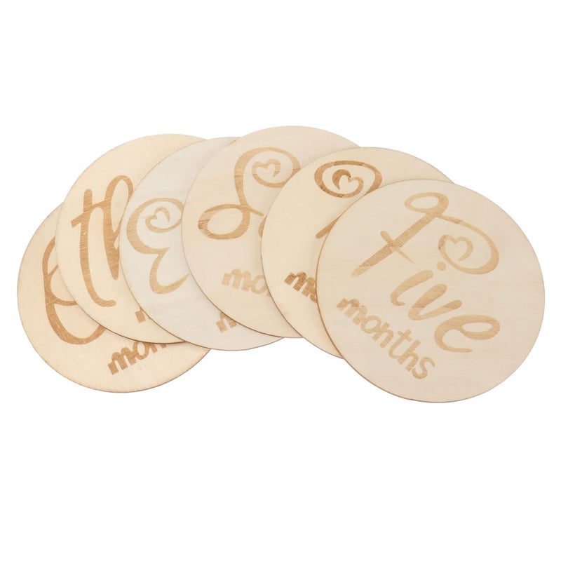 6Pcs Wooden Baby Milestone Cards Photography Props Newborn Growth Announcement Signs - Image 2
