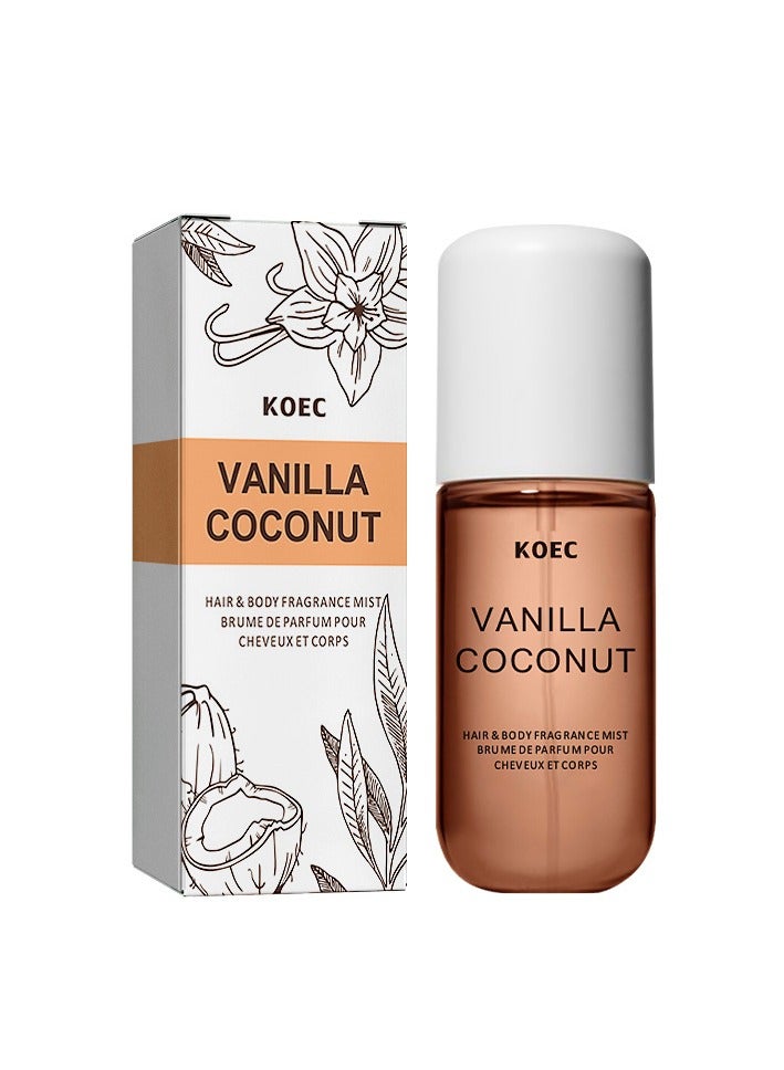 KOEC Vanilla Coconut Skin Care Perfume, Vanilla Coconut Skin Care Body Spray, Hair Fragrance Spray, Eau De Toilette Spray, Women's Skin Care Spray, Non-Irritating Vanilla Skin Care Perfume, Vanilla Essential Oil - Image 1