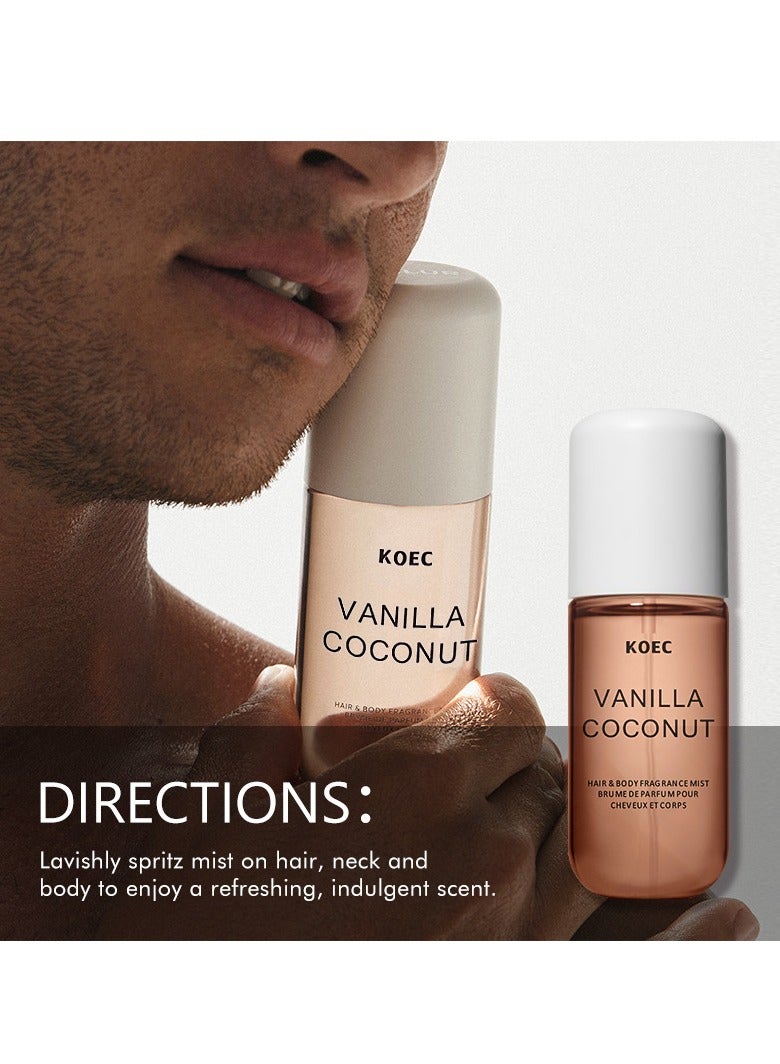KOEC Vanilla Coconut Skin Care Perfume, Vanilla Coconut Skin Care Body Spray, Hair Fragrance Spray, Eau De Toilette Spray, Women's Skin Care Spray, Non-Irritating Vanilla Skin Care Perfume, Vanilla Essential Oil - Image 3