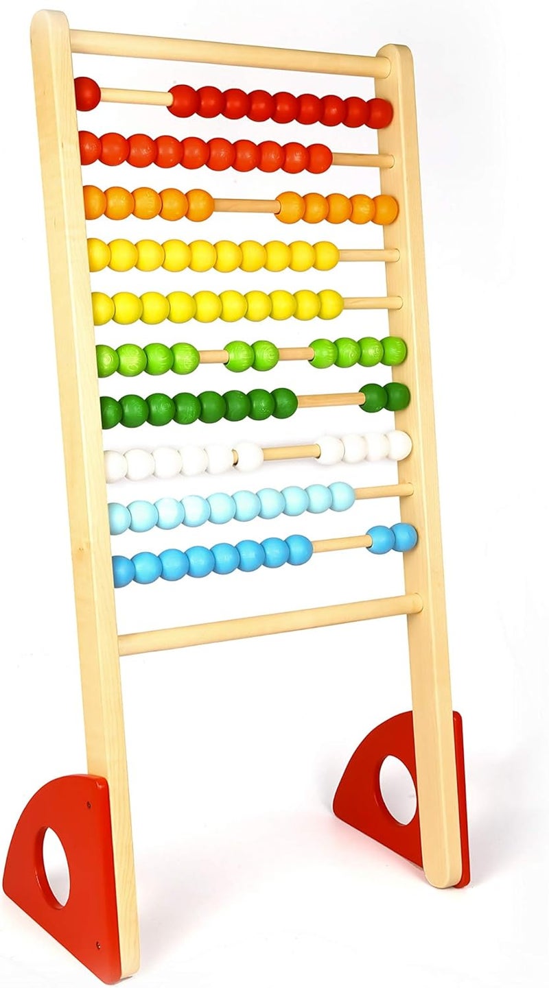 edu fun Edu 4 Fun Wooden Abacus for Children - Large Arithmetic Frame with 9 Colors - Image 1